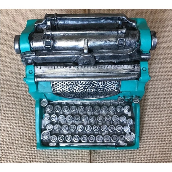 Teal Green Typewriter Coin Bank Writer Author Gift Retro Whimsical Novelty Fun - Picture 2 of 7